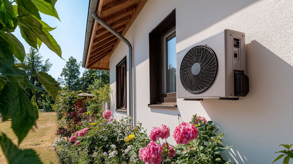 Unité extérieure pompe à chaleur sur maison
